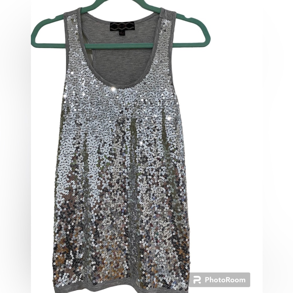 Pink Rose Women’s Sparkly Silver Gray Tank Top M - Picture 1 of 3